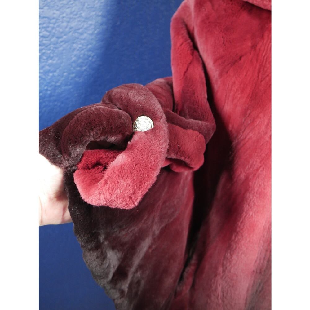 NEW W/ Tag Raspberry Ombre Sheared Mink Fur Poncho Cape Cloak Coat Jacket - 2