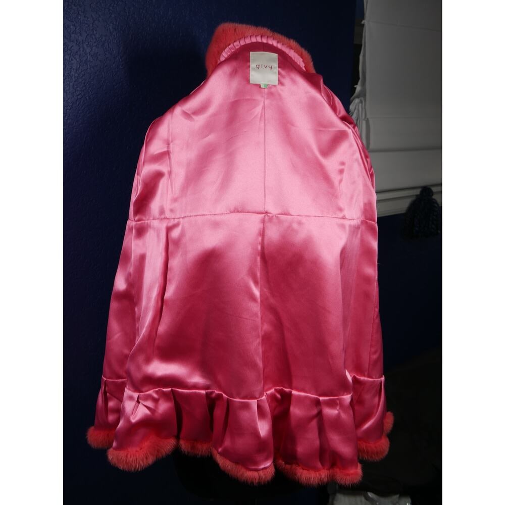 Stunning NWOT Hot Coral Pink Mink Fur Coat Jacket - 6