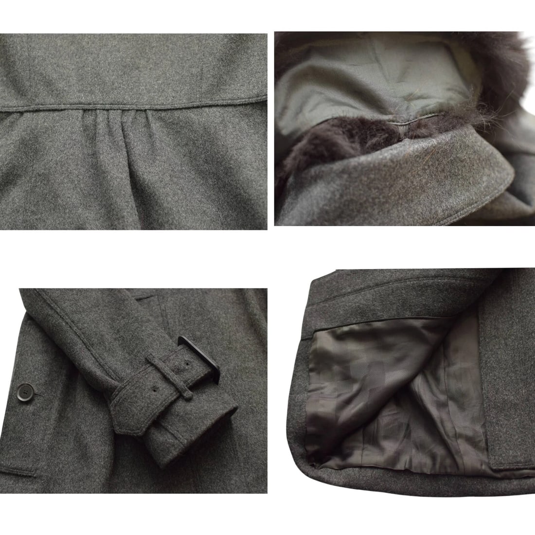 Burberry Gray black virgin wool & cashmere blend coat with black fur US 6, IT 40 - 7