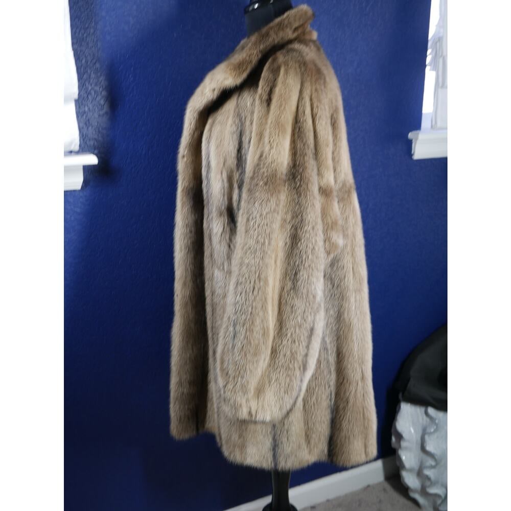 Gorgeous Unique Taupe Dyed Cross Mink Hooded Fur Coat Jacket - 4