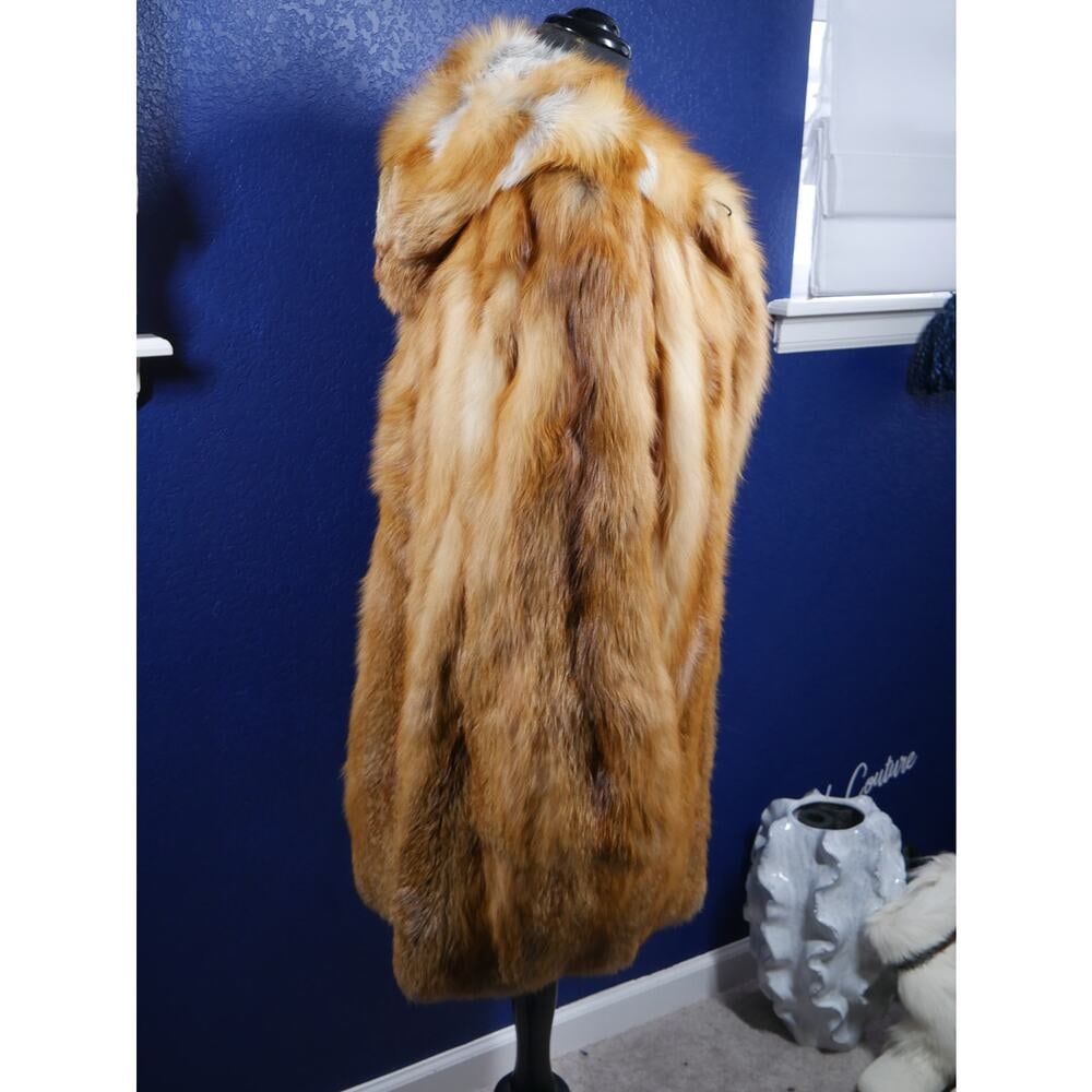 Beautiful Hooded Red Fox Fur Coat Jacket - 4