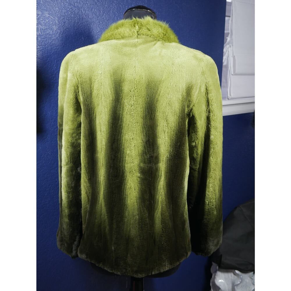 Amazing NWOT Apple lime green Ombre Sheared & Long hair Mink Fur Coat Jacket - 3