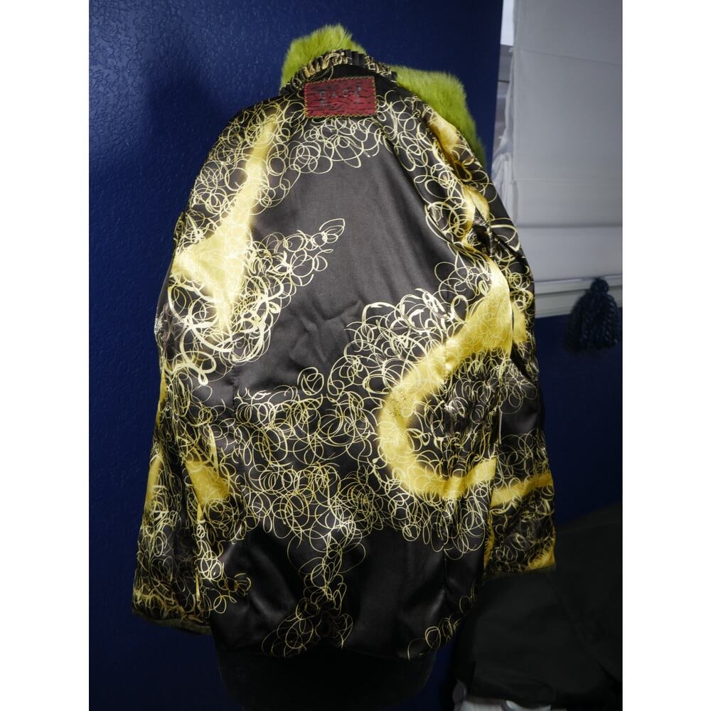 Amazing NWOT Apple lime green Ombre Sheared & Long hair Mink Fur Coat Jacket - 5