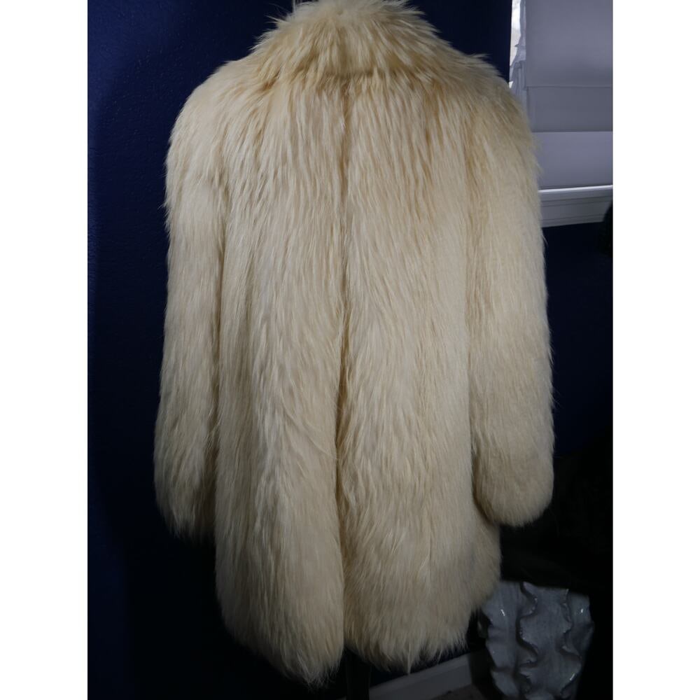 Amazing RARE Bleached Finnish Raccoon & Pearl Fox Fur Coat Jacket Unisex! - 5