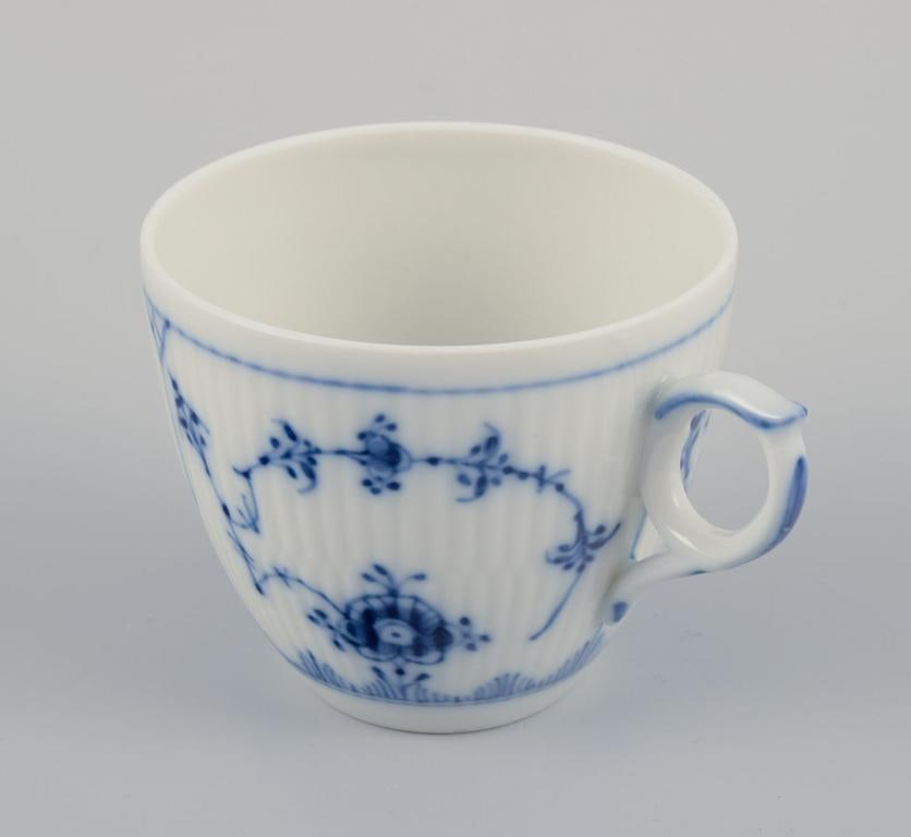 Royal Copenhagen Blue Fluted Plain. A set of five coffee cups with saucers. - 5