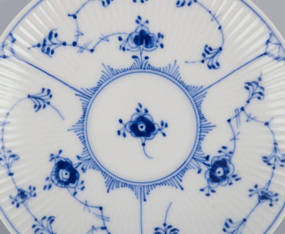 Royal Copenhagen Blue Fluted Plain. A set of five coffee cups with saucers. - 7