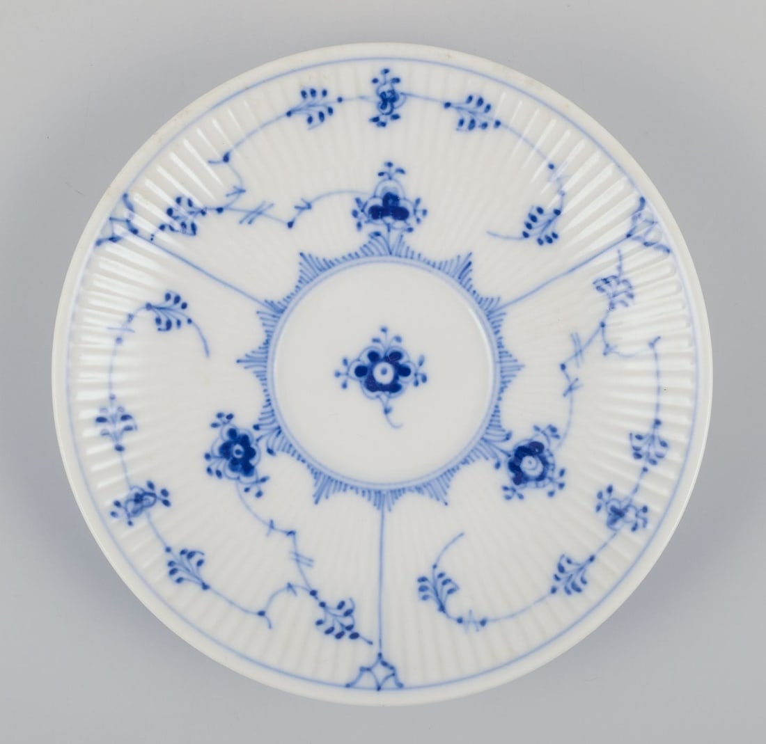 Royal Copenhagen Blue Fluted Plain. A set of six coffee cups with saucers in porcelain. - 6