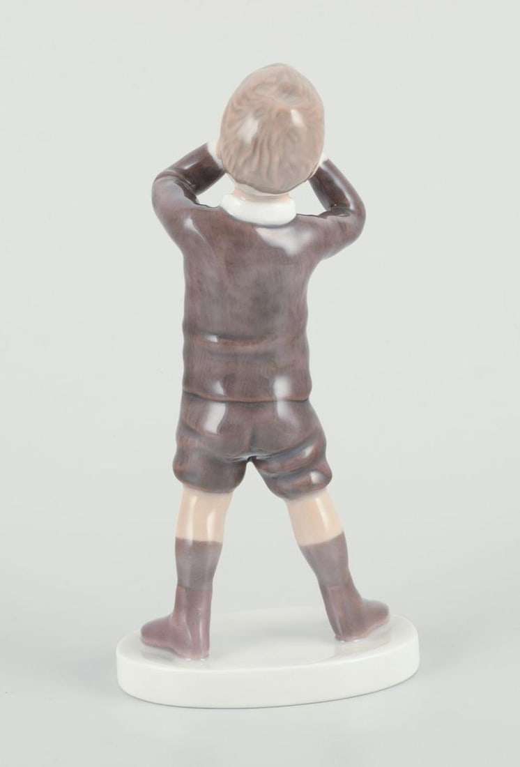 Bing and Grondahl, porcelain figurine of boy with horn. Approx. 1920s. - 7