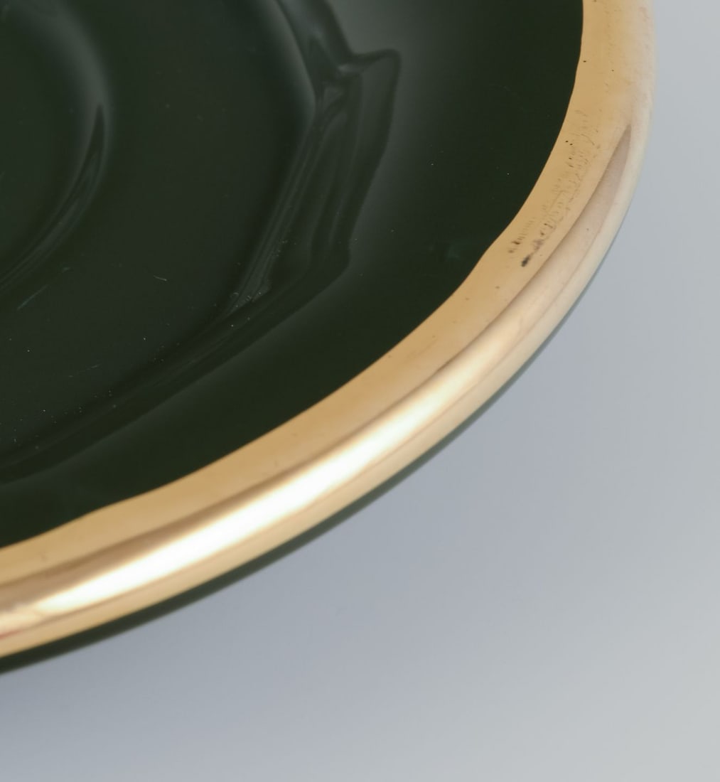 Pillivuyt, France. Four pairs of coffee cups with matching saucers. “Green Bistro” - 5