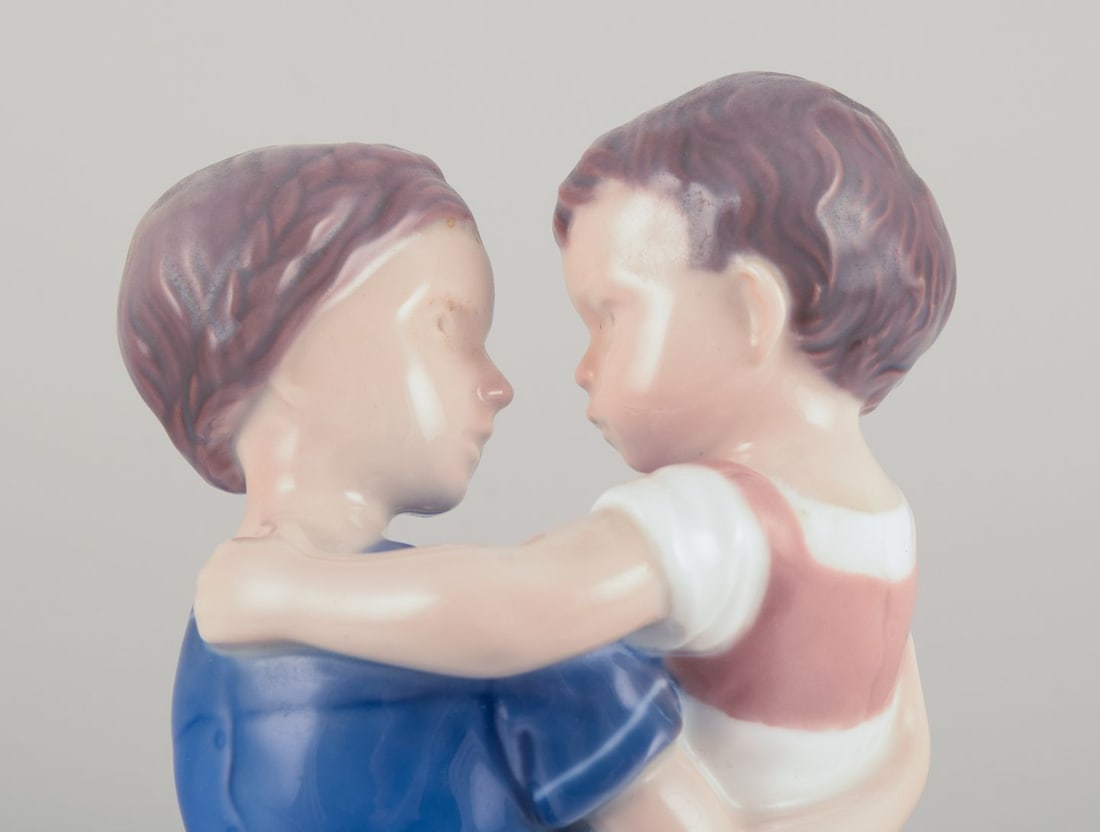 Bing & Grondahl, porcelain figurine of mother and boy. 1920s/30s. - 3