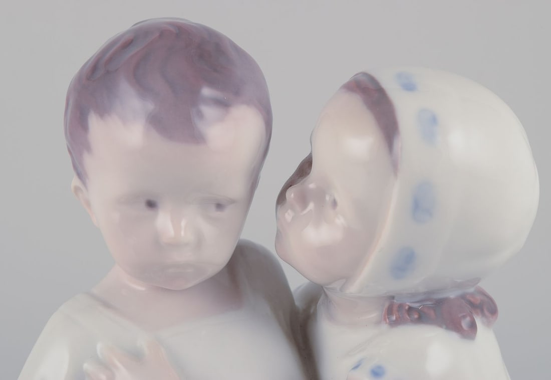 Bing & Grondahl, porcelain figurine of a little girl and boy. Approx. 1930s - 6