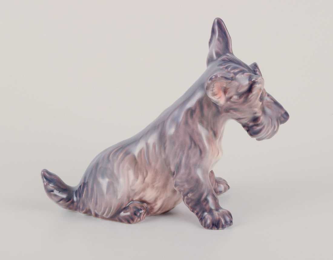 Dahl Jensen, porcelain figurine of seated Scottish terrier. Ca. 1930s. - 3