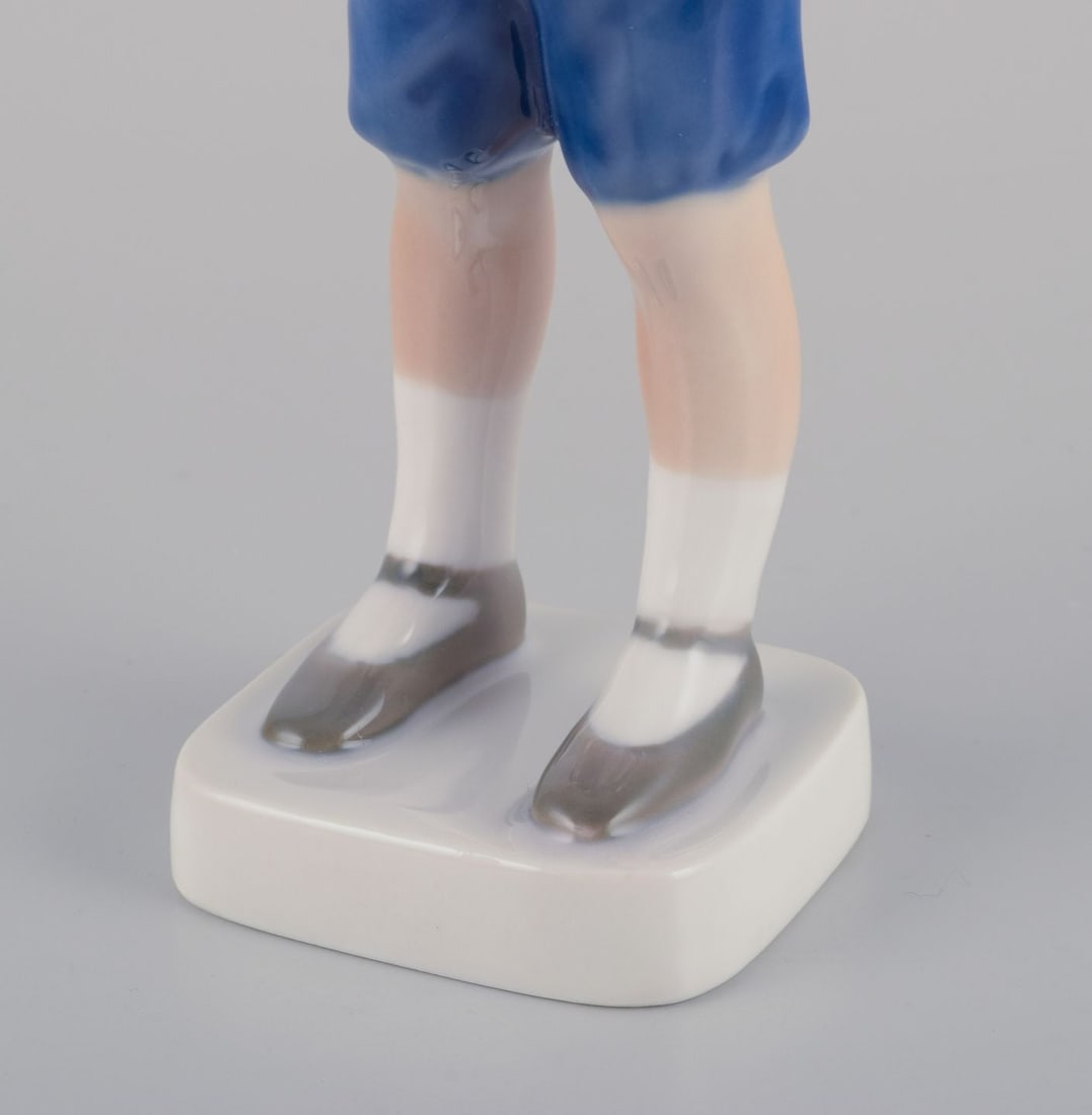 Bing & Grondahl, porcelain figurine of standing boy Ca. 1930s. - 3