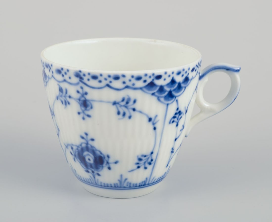 Royal Copenhagen Blue Fluted Half Lace, six pairs of porcelain coffee cups with saucers. - 3