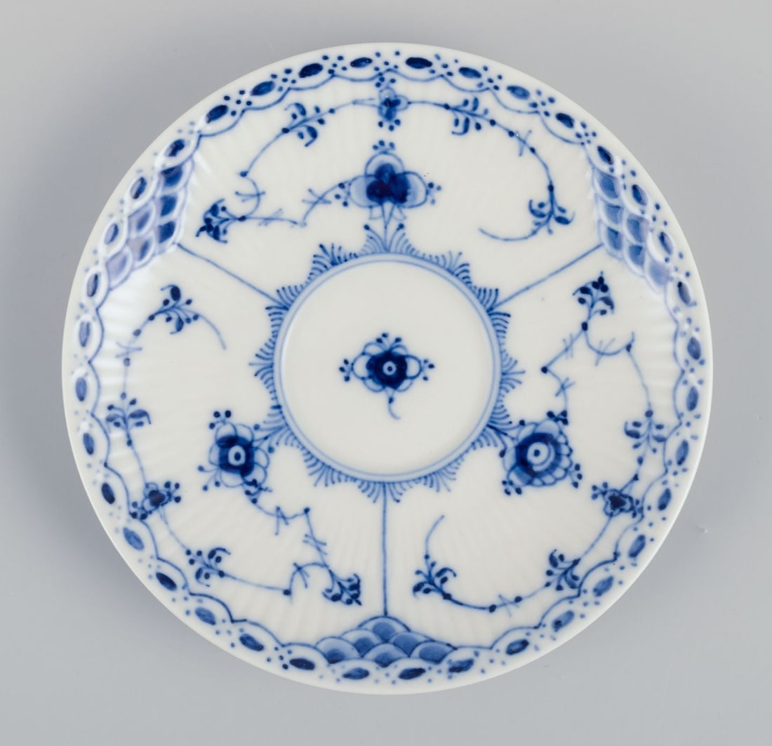 Royal Copenhagen Blue Fluted Half Lace, six pairs of porcelain coffee cups with saucers. - 5