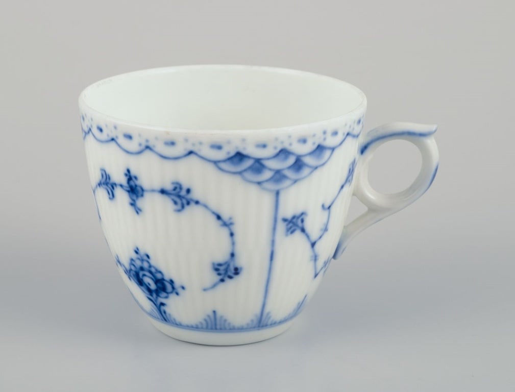 Royal Copenhagen Blue Fluted Half Lace, four pairs of coffee cups with saucers. 1960s/1970s. - 2