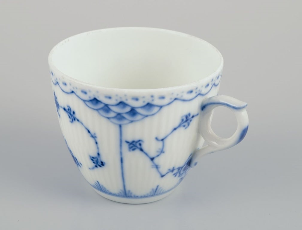 Royal Copenhagen Blue Fluted Half Lace, four pairs of coffee cups with saucers. 1960s/1970s. - 4