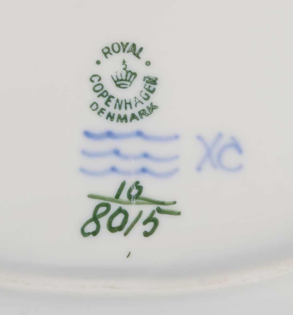 Royal Copenhagen Blue Flower Braided. Small oval dish, cake plate and a toothpick holder in - 6