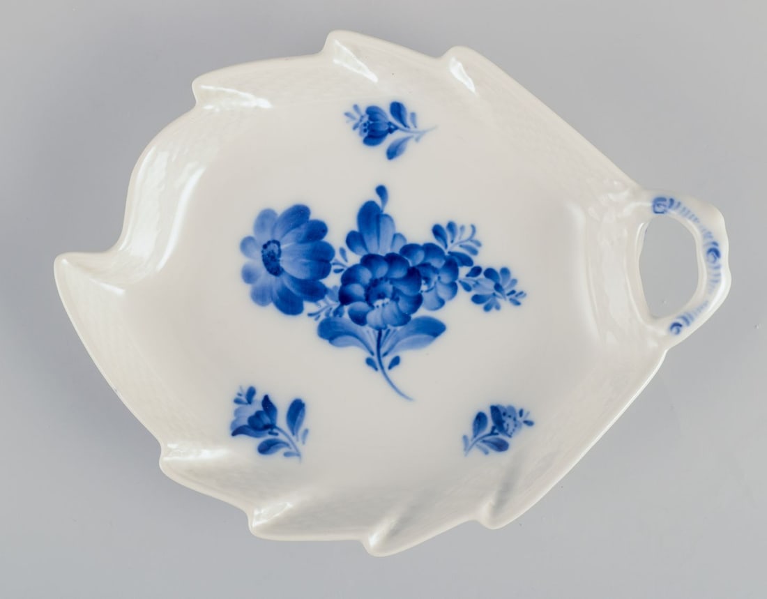 Royal Copenhagen Blue Flower Braided. Small oval dish, cake plate and a toothpick holder in - 7