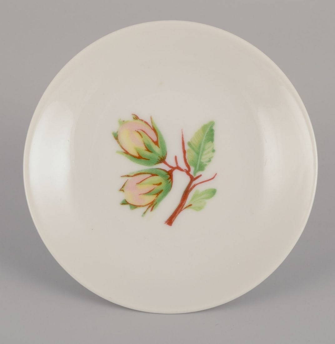 Danild/Lyngby, "Picnic". A pair of candlesticks, three egg cups, and two small plates. 1960s/1970s. - 3