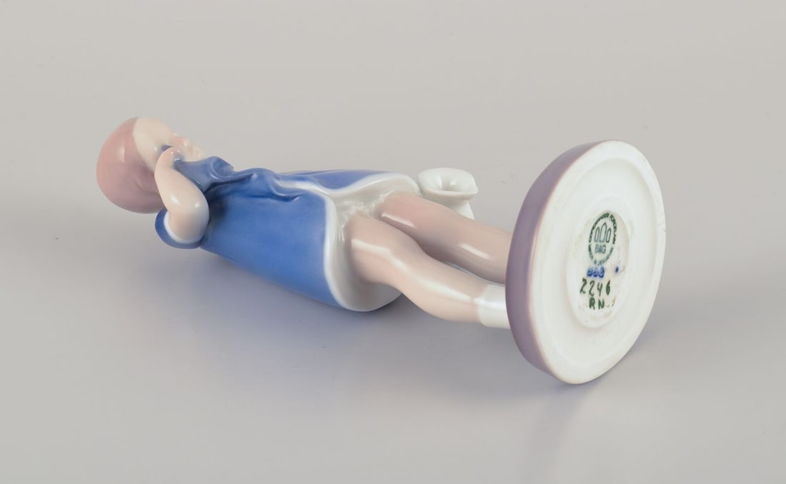 Bing and Grondahl, Denmark. Porcelain figure of a girl with spilled milk. - 7