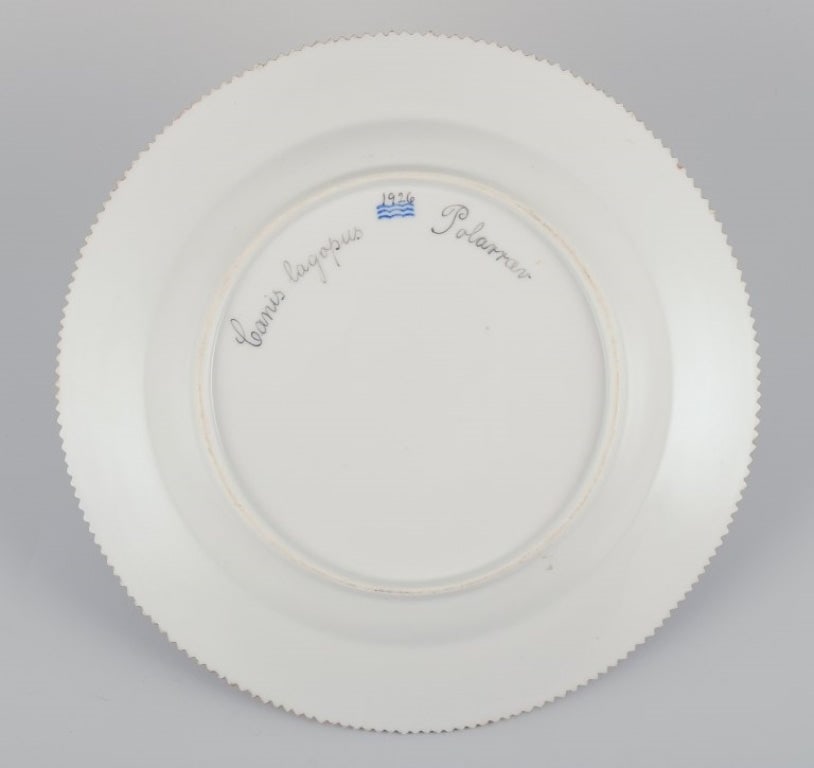 Royal Copenhagen Fauna Danica, porcelain dinner plate with a motif of arctic fox. - 7