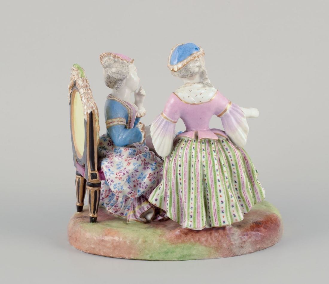 Meissen, Germany. Large porcelain group of three noble figures. 19th C. - 2