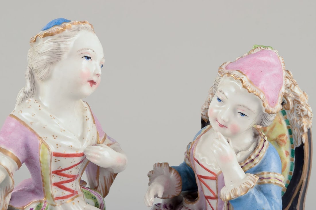 Meissen, Germany. Large porcelain group of three noble figures. 19th C. - 4