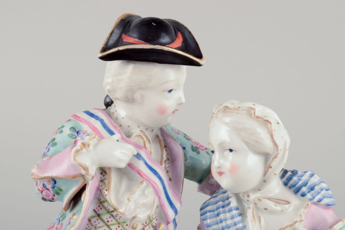 Meissen. Large and impressive porcelain group of noble figures. Gallant scene - 5