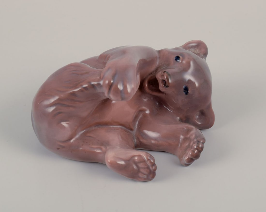 Royal Copenhagen, Denmark. Two porcelain figurines of a polar bear cub and a brown bear cub. - 2