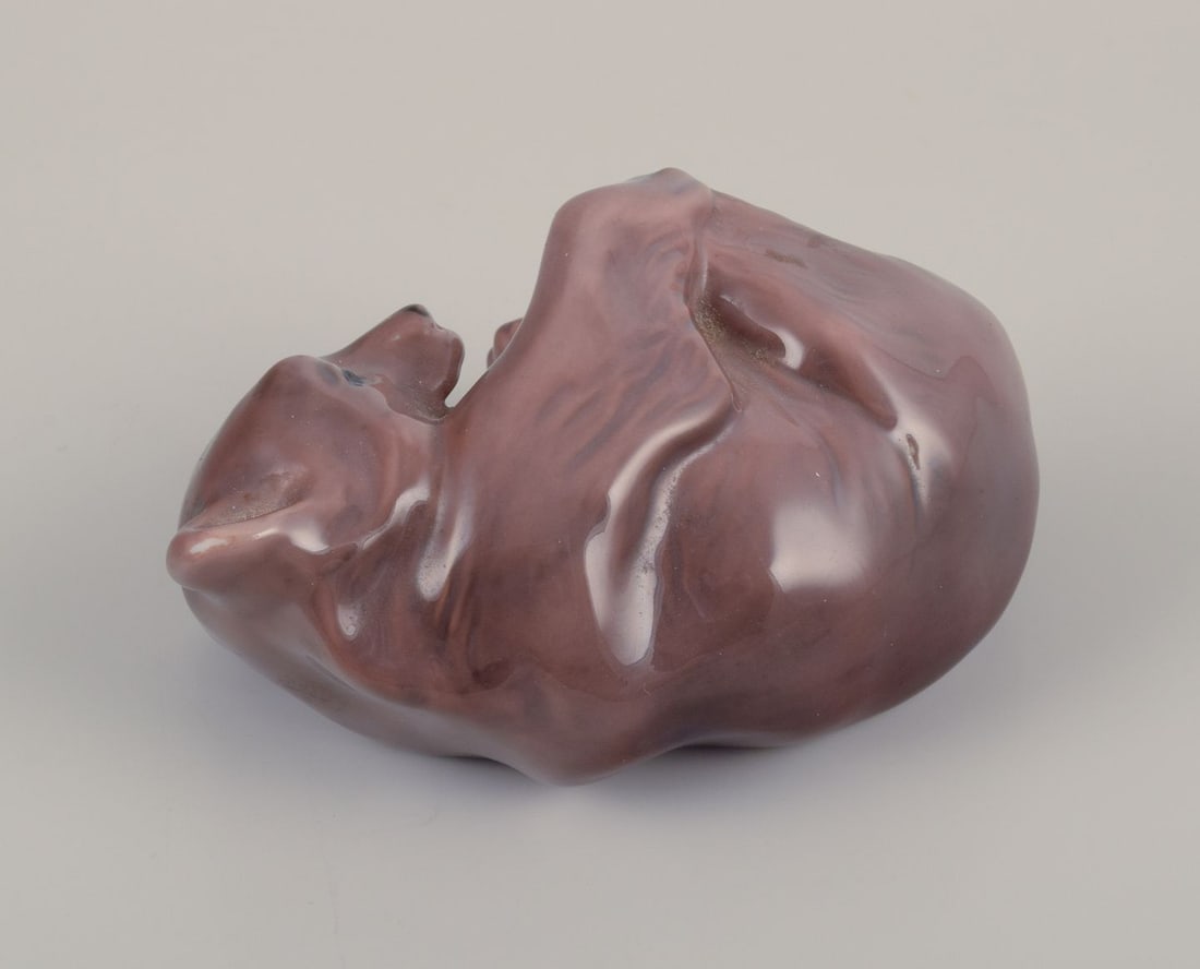 Royal Copenhagen, Denmark. Two porcelain figurines of a polar bear cub and a brown bear cub. - 3