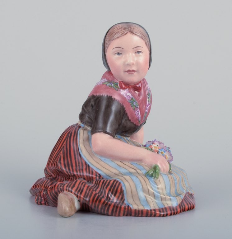 Royal Copenhagen, regional figurine of a girl from Faroe Islands. Overglaze. Dressed in regional - 2