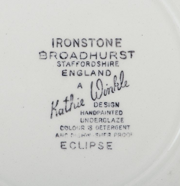 Kathie Winkle for Broadhurst, England. Set of six "Eclipse" coffee cups and six plates. - 6