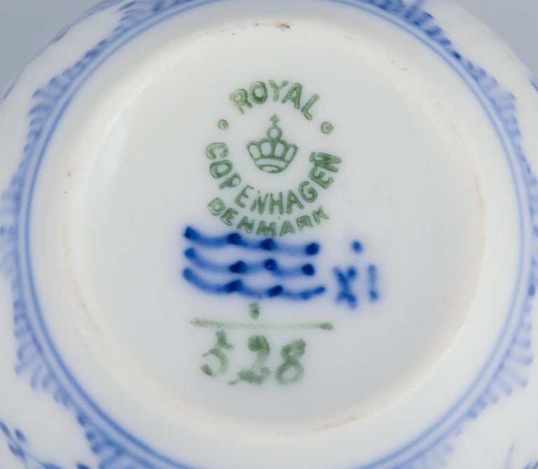 Royal Copenhagen Blue Fluted Half Lace. A set of six coffee cups with saucers. - 8