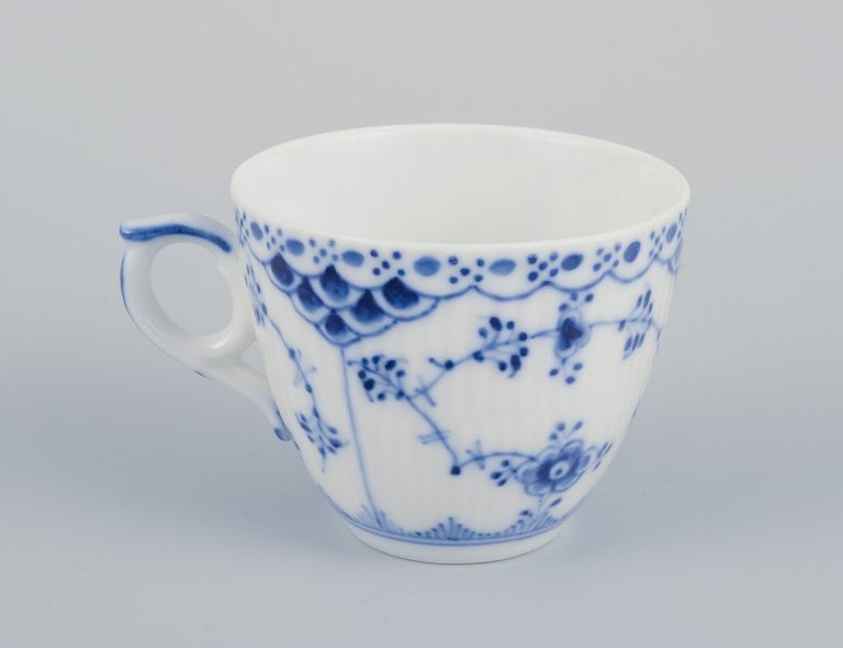 Royal Copenhagen Blue Fluted Half Lace. A set of six coffee cups with saucers. - 5