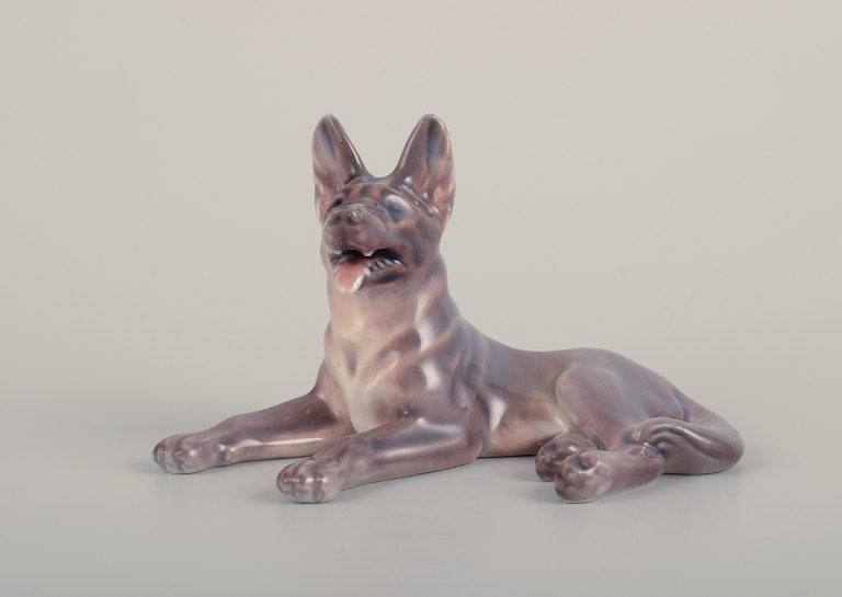 Dahl Jensen, porcelain figurine of a reclining German Shepherd. - 2