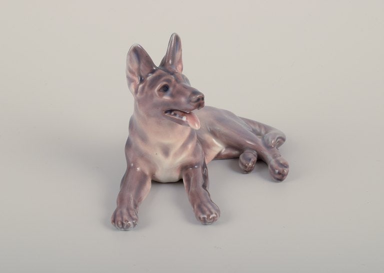 Dahl Jensen, porcelain figurine of a reclining German Shepherd. - 4