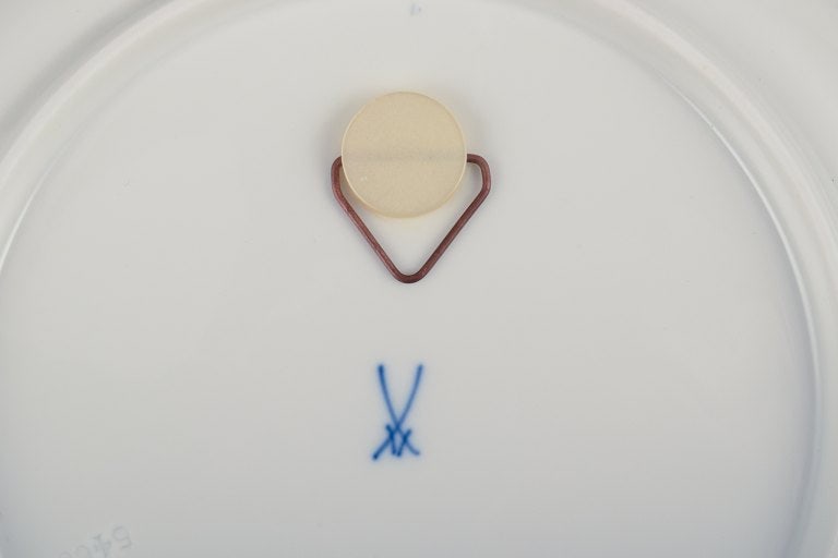 Meissen, Germany. Two plates. Hand-decorated with blue floral motifs, gold rim. - 6