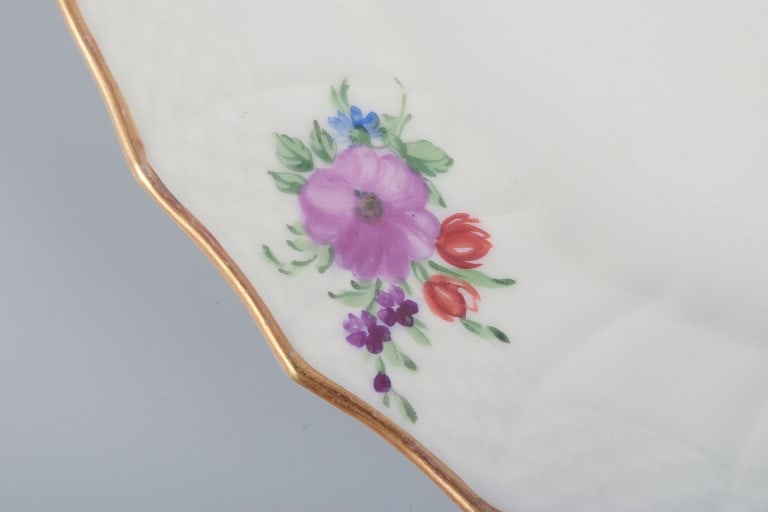 Royal Copenhagen Saxon Flower. Six lunch plates in porcelain. Hand-painted with polychrome flowers. - 5
