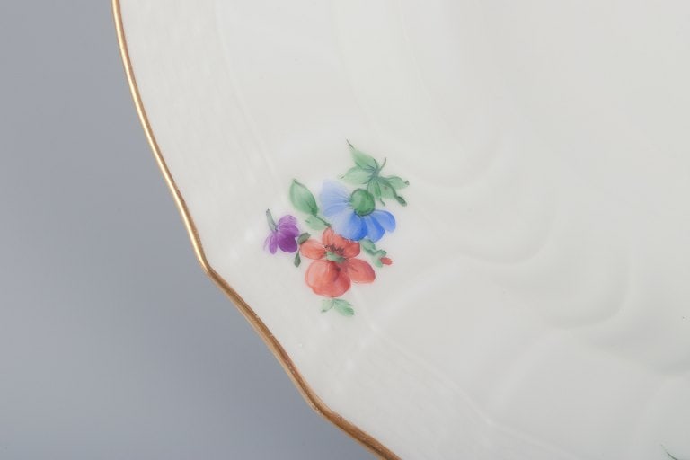 Royal Copenhagen Saxon Flower. Six deep plates in porcelain. Hand-painted with polychrome flowers. - 4