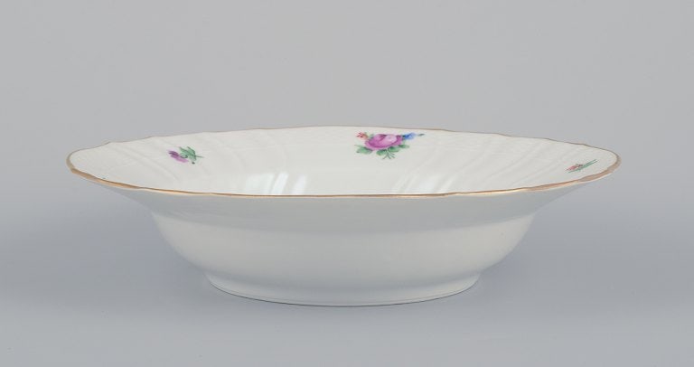 Royal Copenhagen Saxon Flower. Six deep plates in porcelain. Hand-painted with polychrome flowers. - 6
