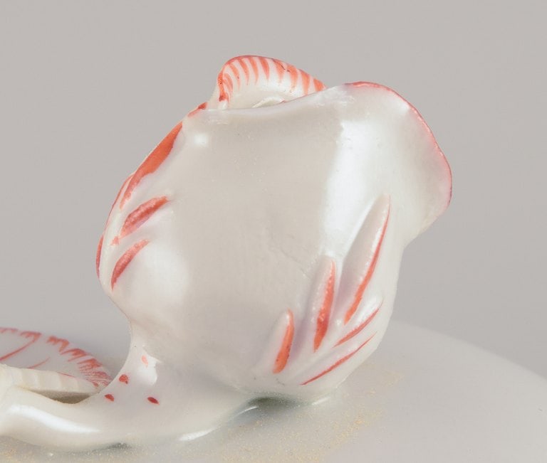 Meissen, Germany. Large coffee pot decorated with coral red and gold-colored trim. Art Deco. - 8