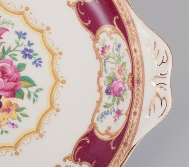 Royal Albert, England. "Lady Hamilton." Oval serving platter and a round dish with polychrome floral - 7