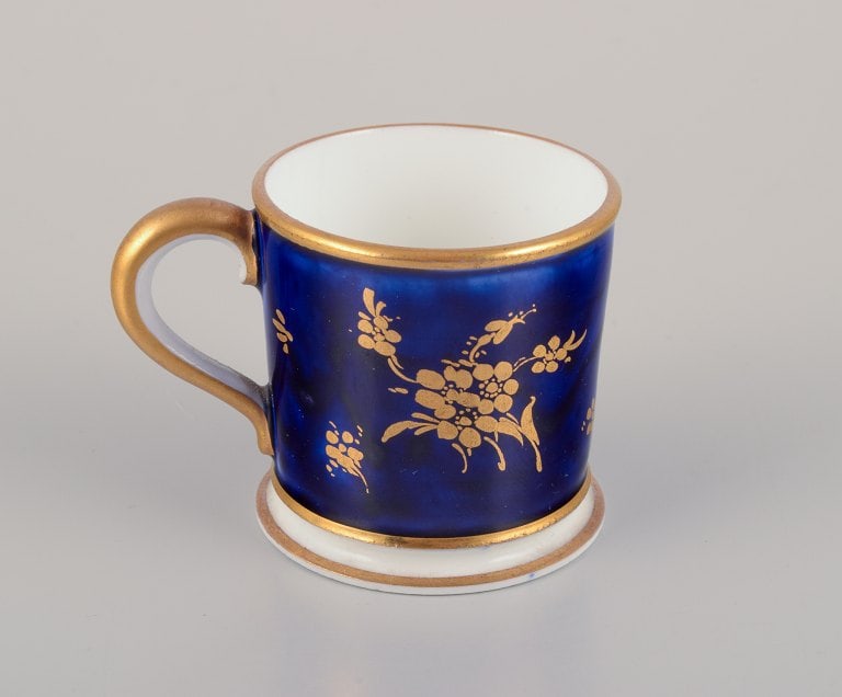 Three pieces of French and English porcelain including a Royal Crown Derby miniature cup, a - 5