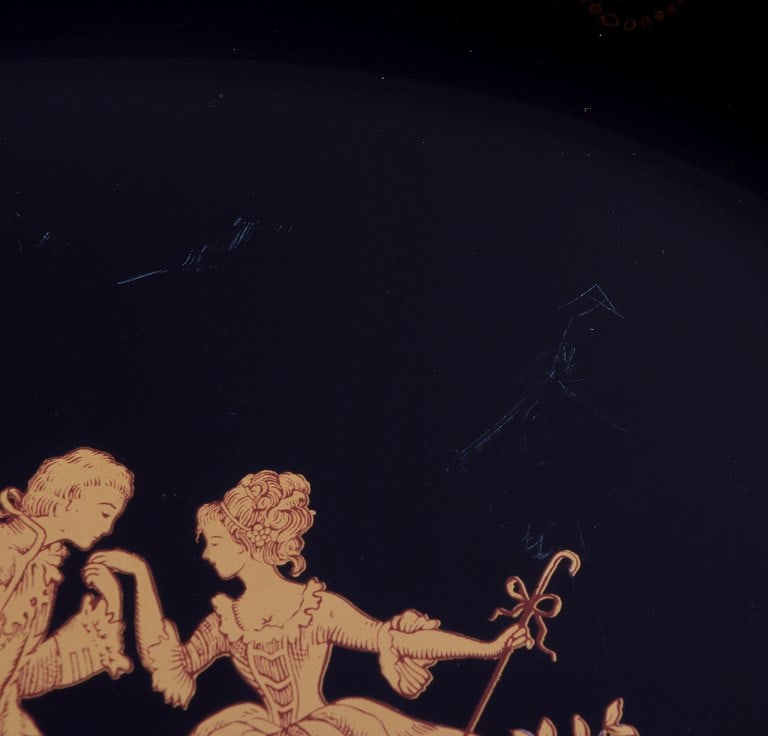 Limoges, France. Two porcelain serving platters adorned with 22-karat gold leaf and a beautiful - 9