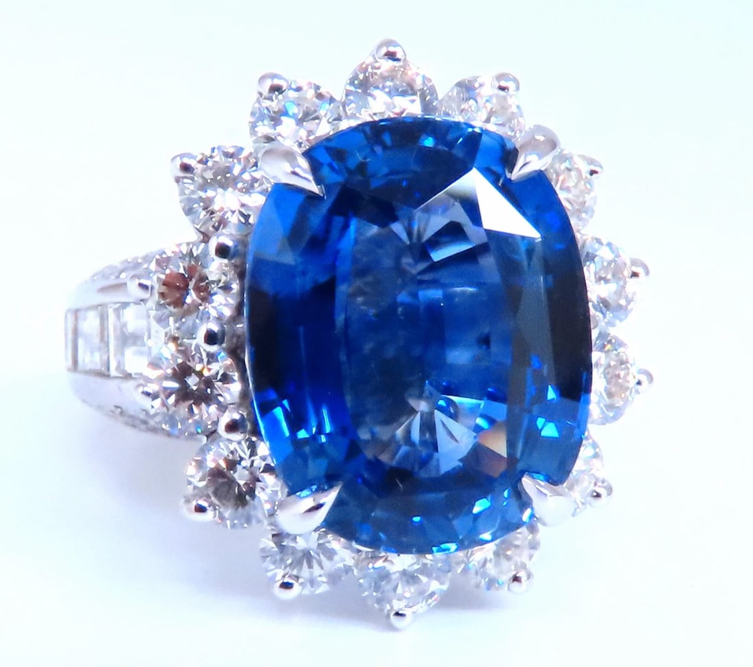 GIA Certified 11.79ct Natural Blue Sapphire Diamonds Ring 14kt Gold 85441** - 2