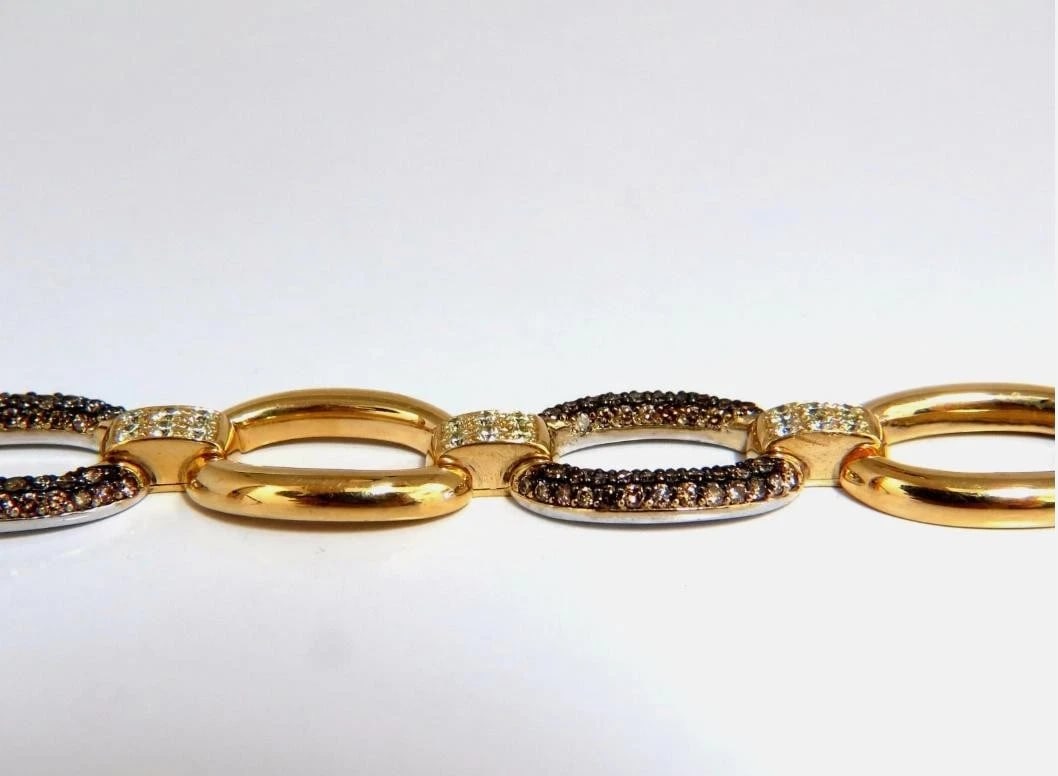 5.30ct natural fancy yellow & brown diamond link bracelet 14kt 12241** - 2