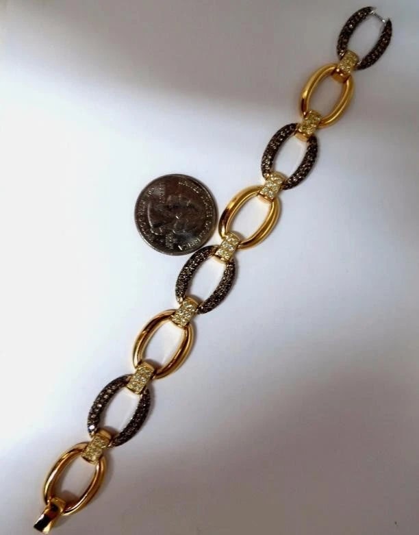 5.30ct natural fancy yellow & brown diamond link bracelet 14kt 12241** - 4