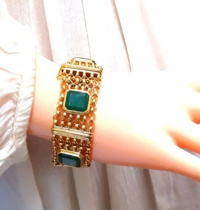 GIA Certified Vintage Emerald Bracelet 60ct 18kt Gold 12238** - 7