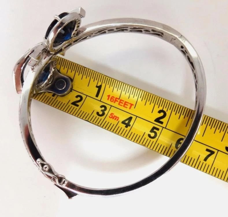 11.50ct Lab Sapphire natural diamonds bangle bracelet 14kt 12240** - 8